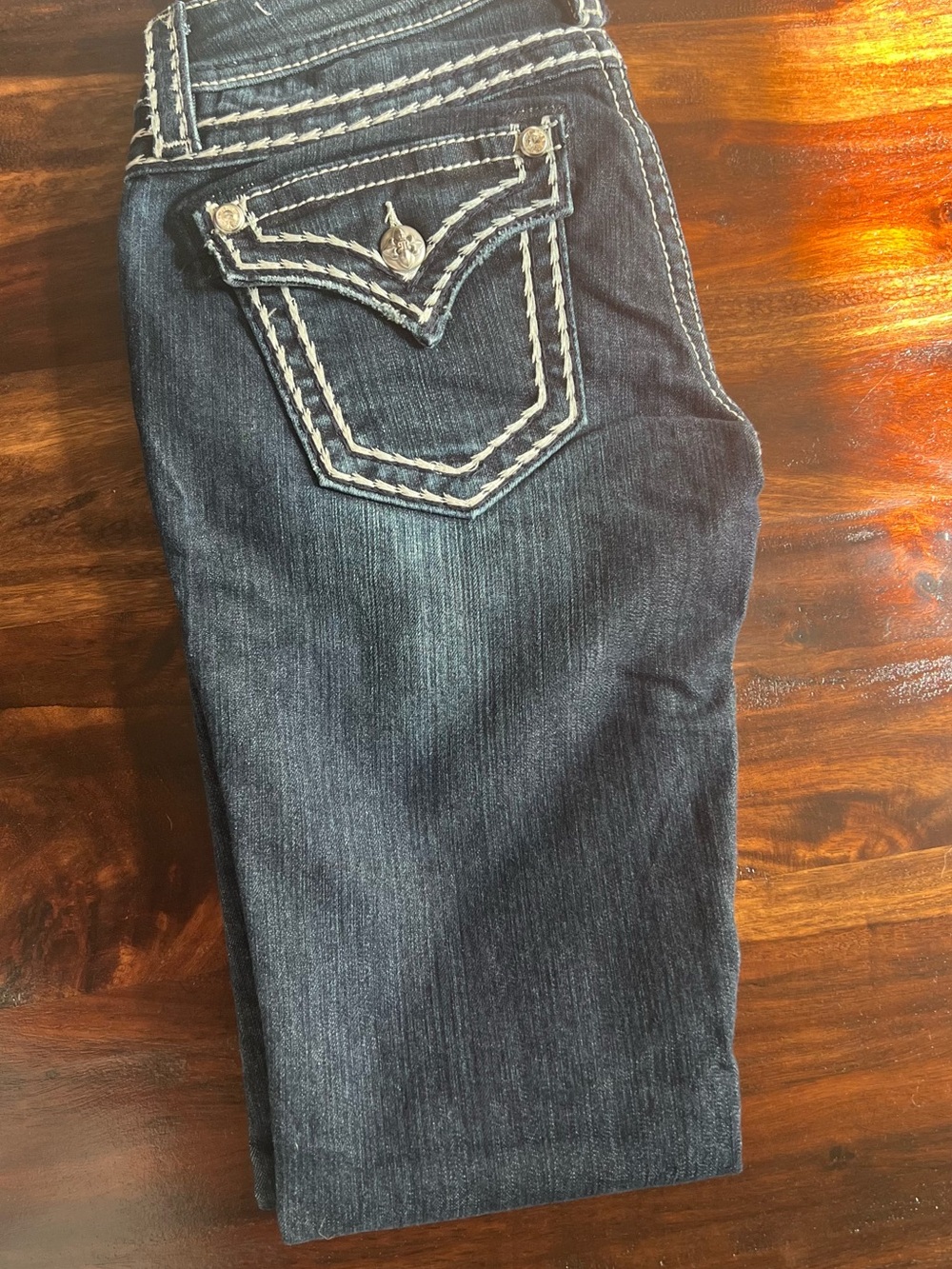 Miss Me Dark Blue Skinny Jeans with Contrast Stitching